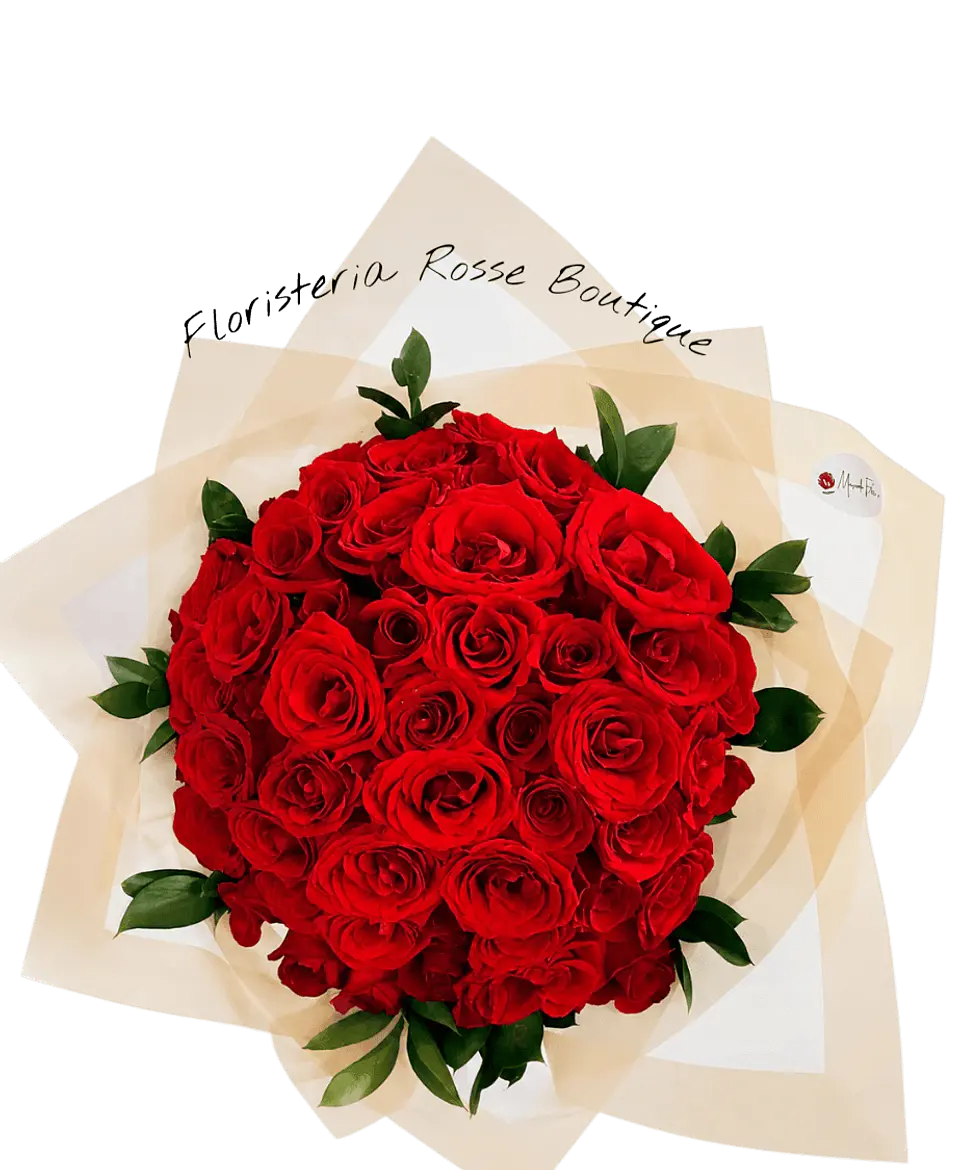 Bouquet de 50 Rosas Rojas con Rusco 1