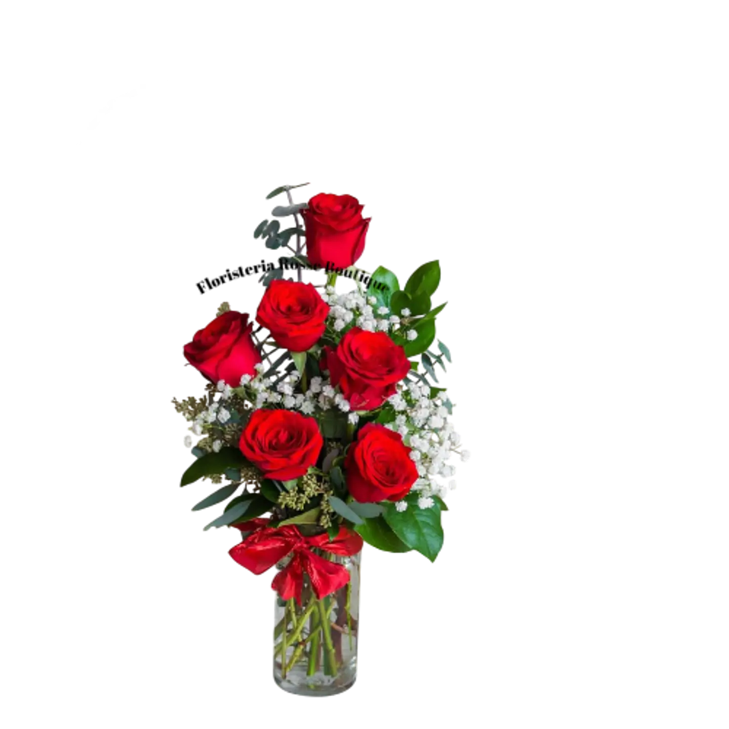 Jarrón de 6 Rosas Rojas 1
