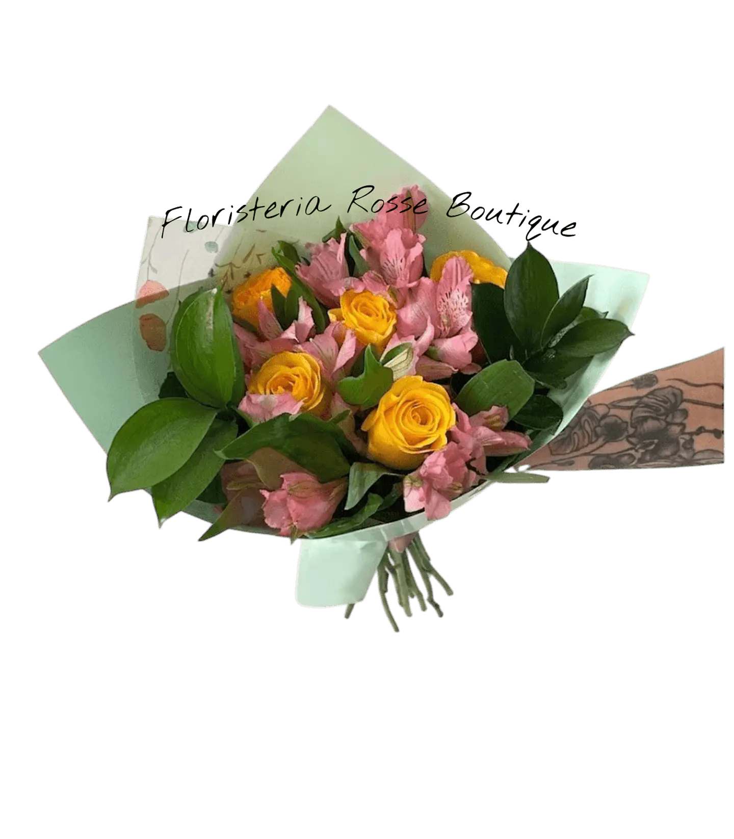 Bouquet de 6 Rosas Amarillas y Astromelias 1