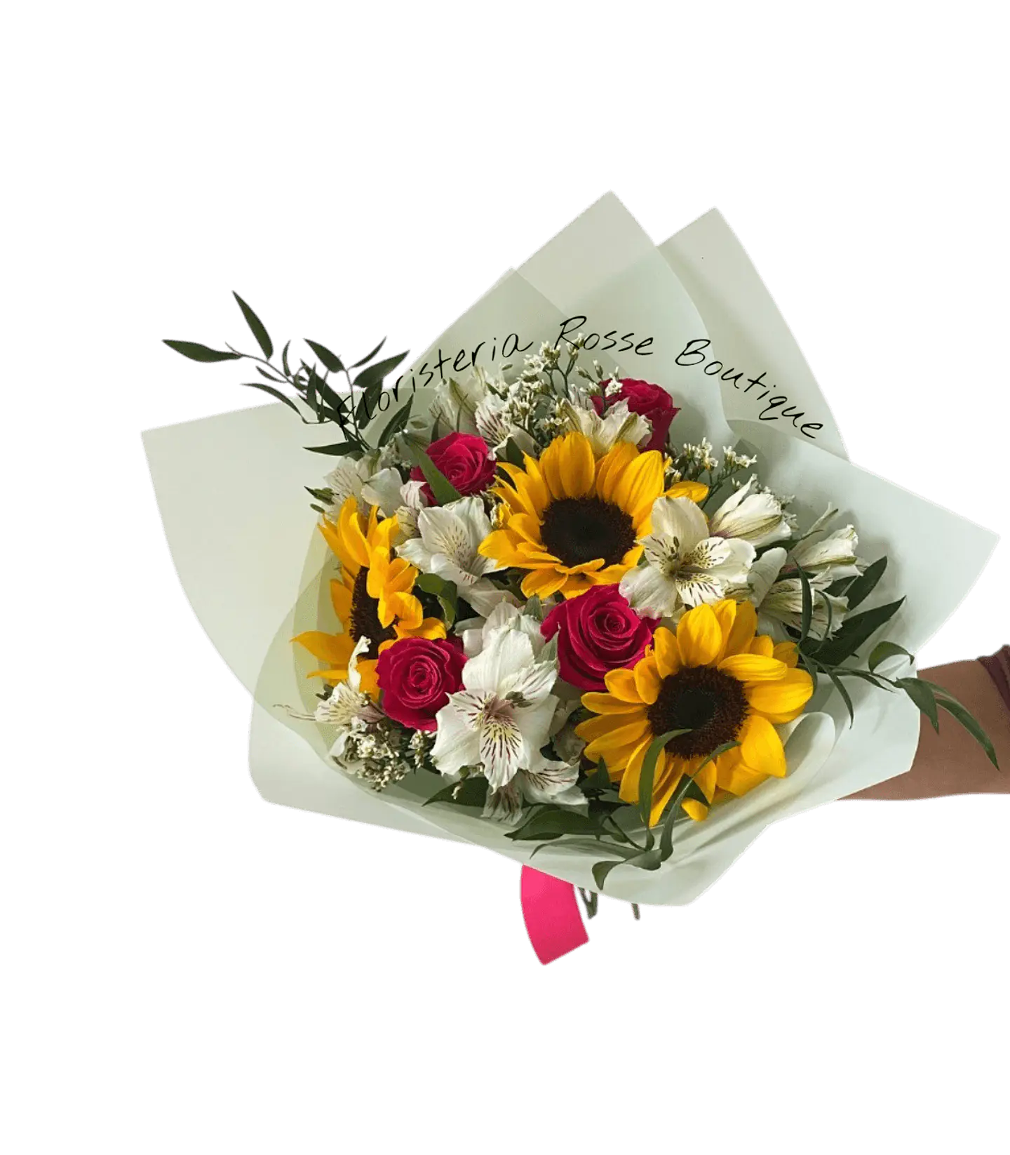 Bouquet de 4 Rosas Rojas 3 Girasoles Astromelias 1