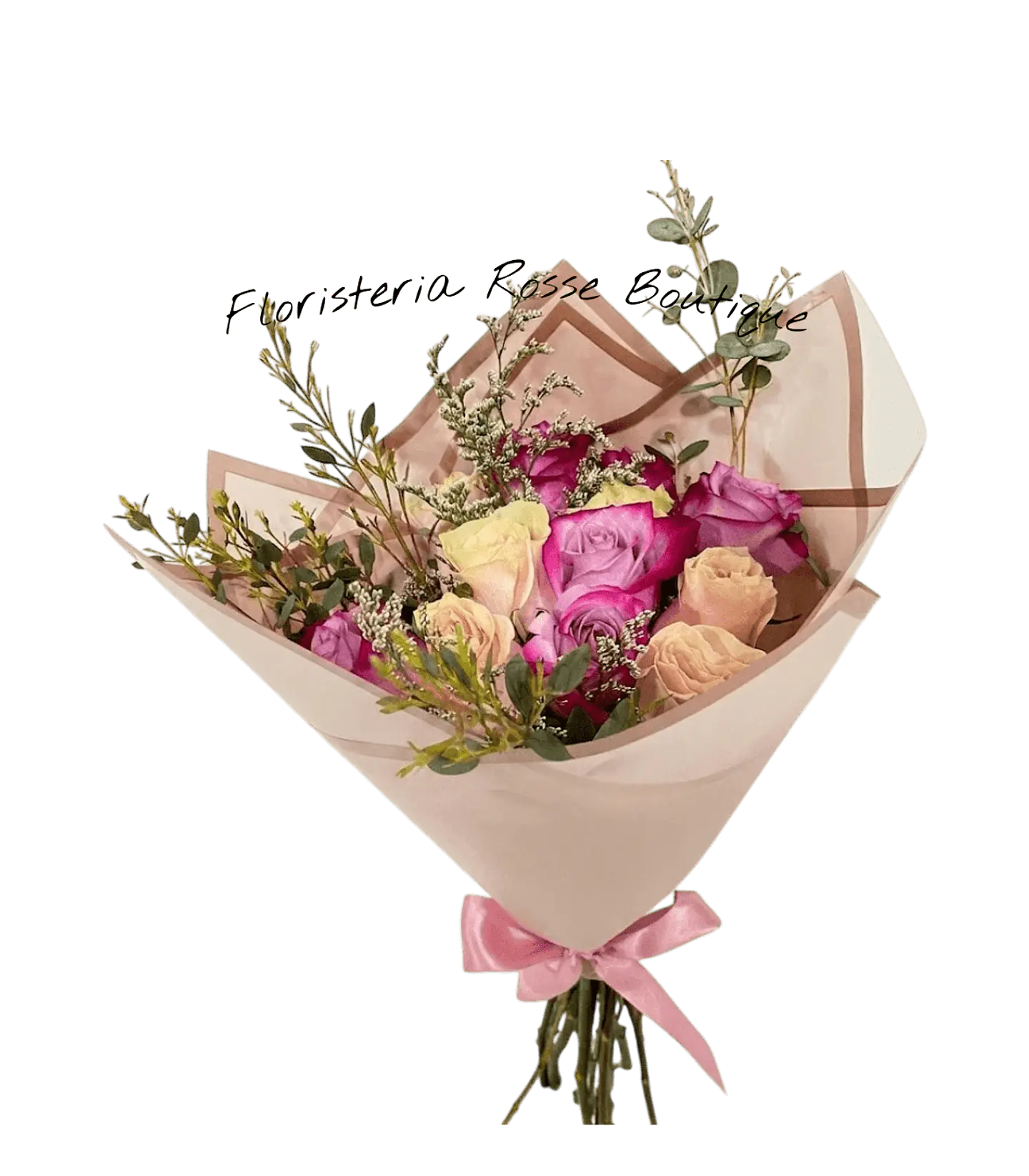 Bouquet de 6 Rosas Rosadas y 6 Rosas Moradas 1