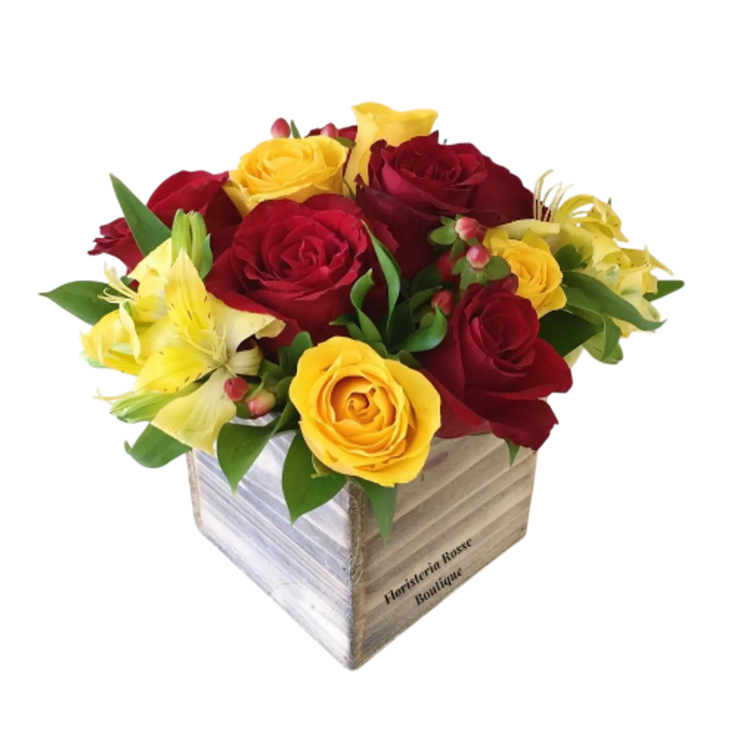 Arreglo Pequeño con Rosas Rojas y Amarillas 1