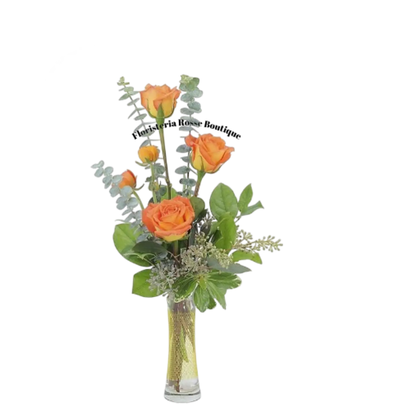 Jarrón Solitario de 4 Rosas Naranjas 1