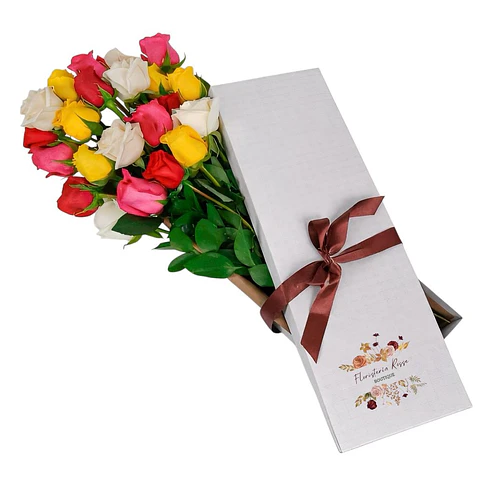 Caja de 24 Rosas de Colores