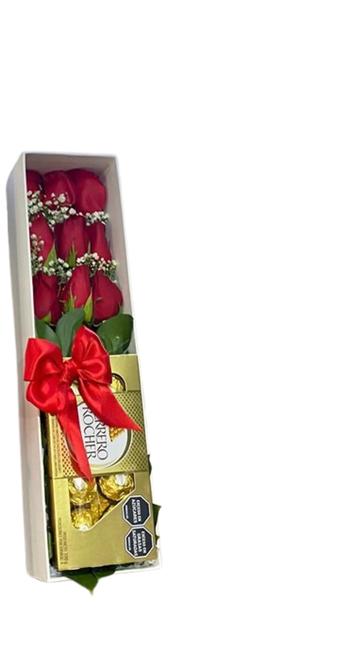 Caja de 9 Rosas Rojas y Chocolates X8 1