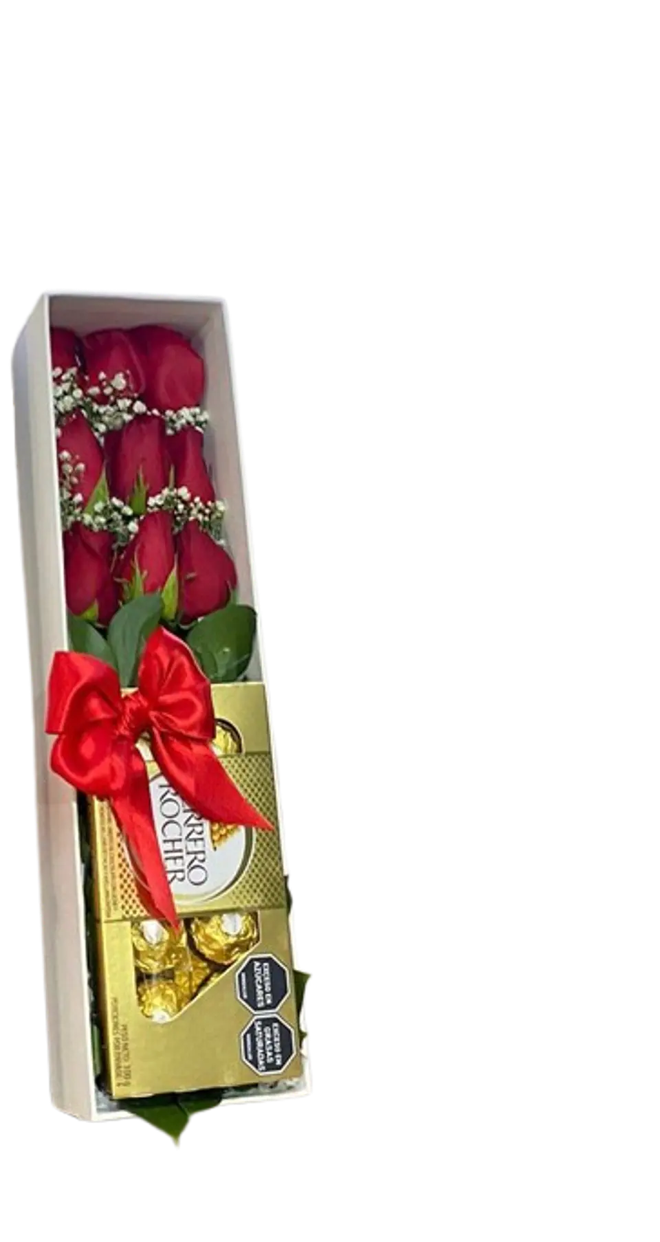 Caja de 9 Rosas Rojas y Chocolates X8 1