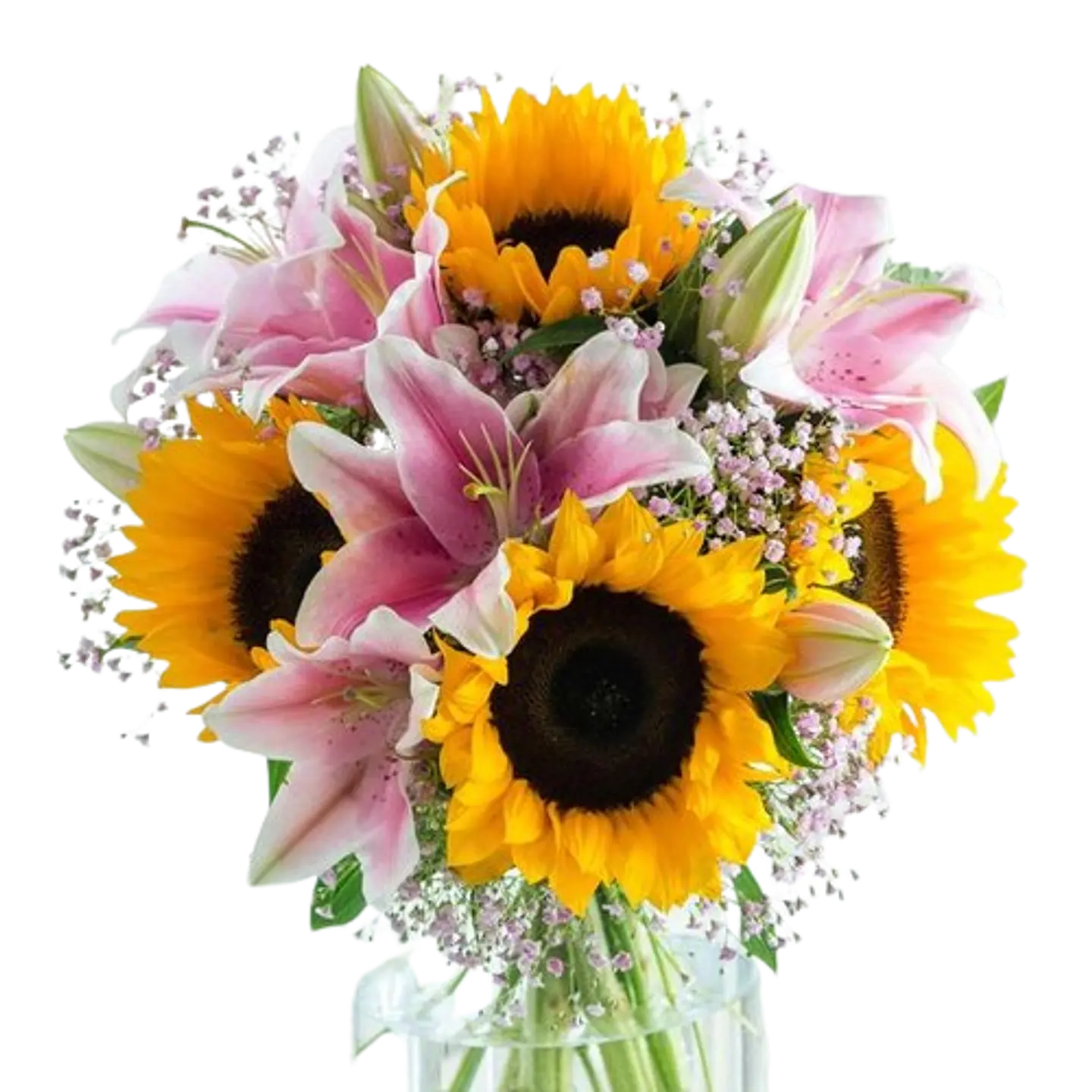 Ramo de Girasol con Lirios Rosados 1