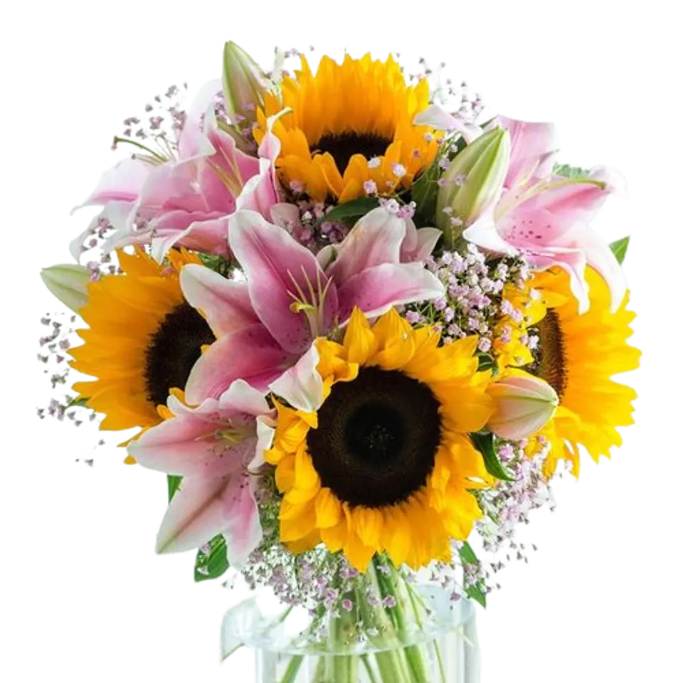 Ramo de Girasol con Lirios Rosados 1