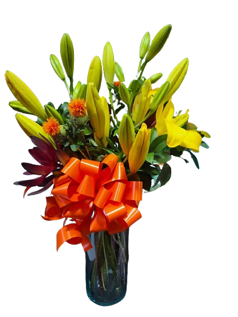 Florero de Lirios Amarillos