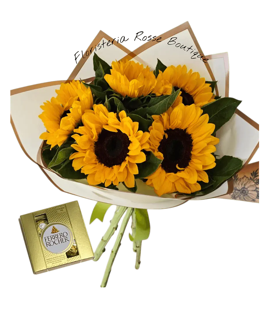 Bouquet de 6 Girasoles con Chocolates Ferrero X4 1