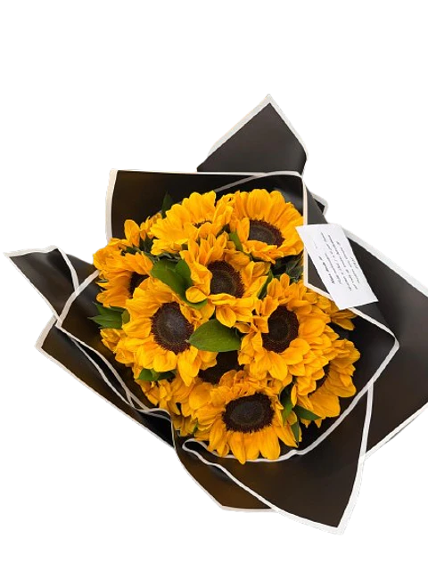 Bouquet de 8 Girasoles en Papel Coreano Negro