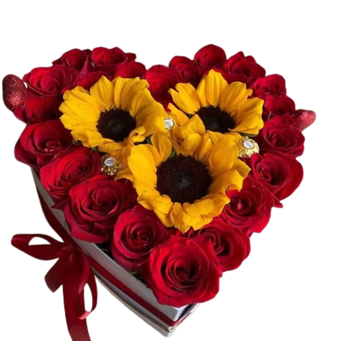 Caja Corazón con Rosas y Girasoles 1
