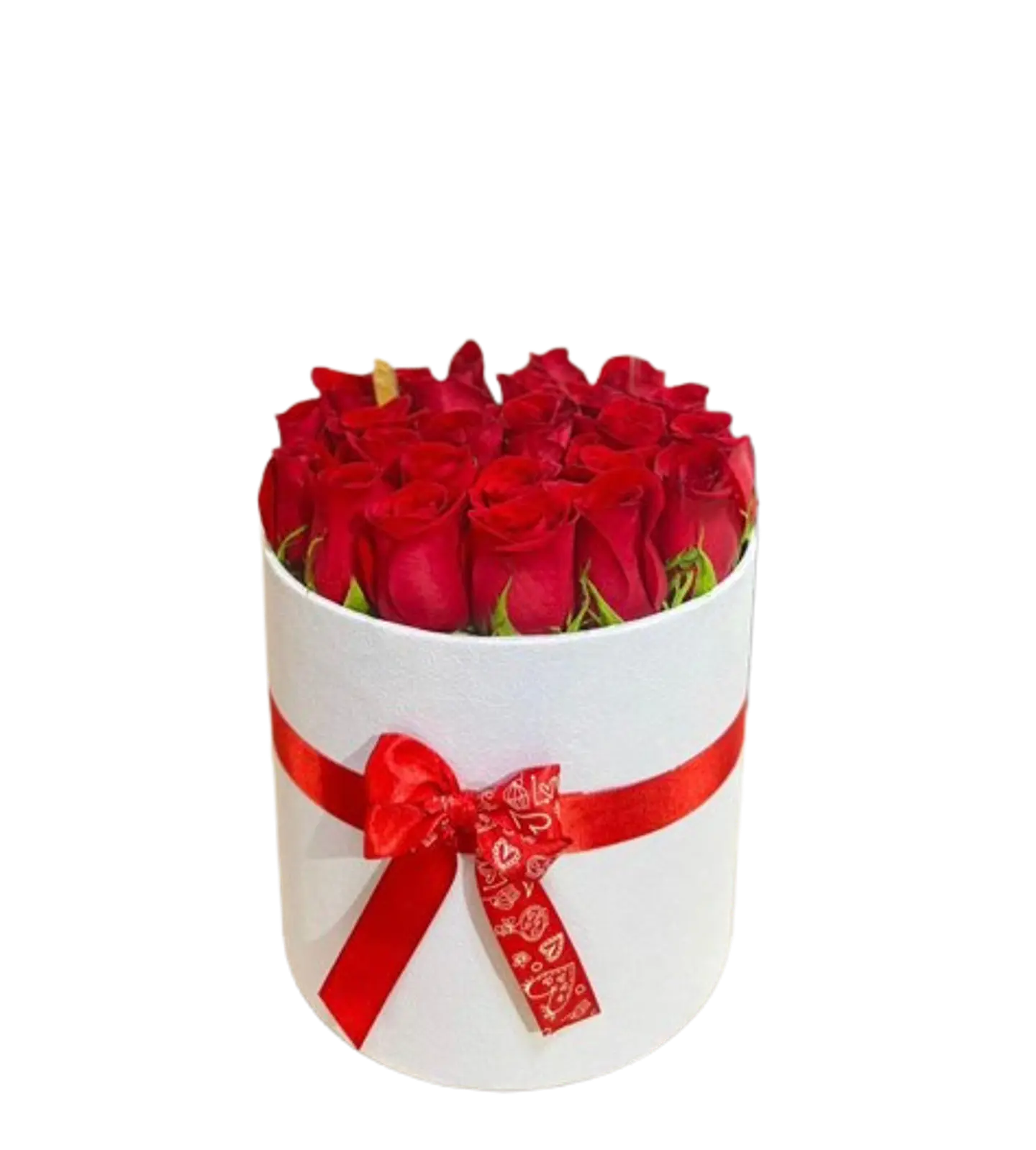 Cilindro Blanco de 24 Rosas Rojas 1
