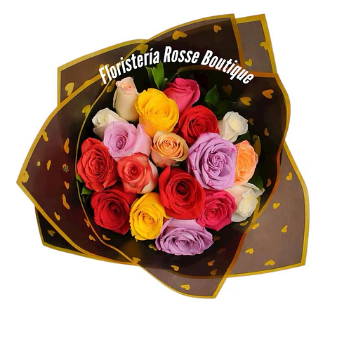 Bouquets de 24 Rosas de Colores en Papel Coreano Negro