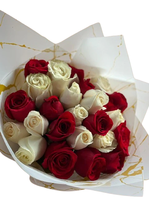 Bouquets de 24 Rosas Rojas y Blancas