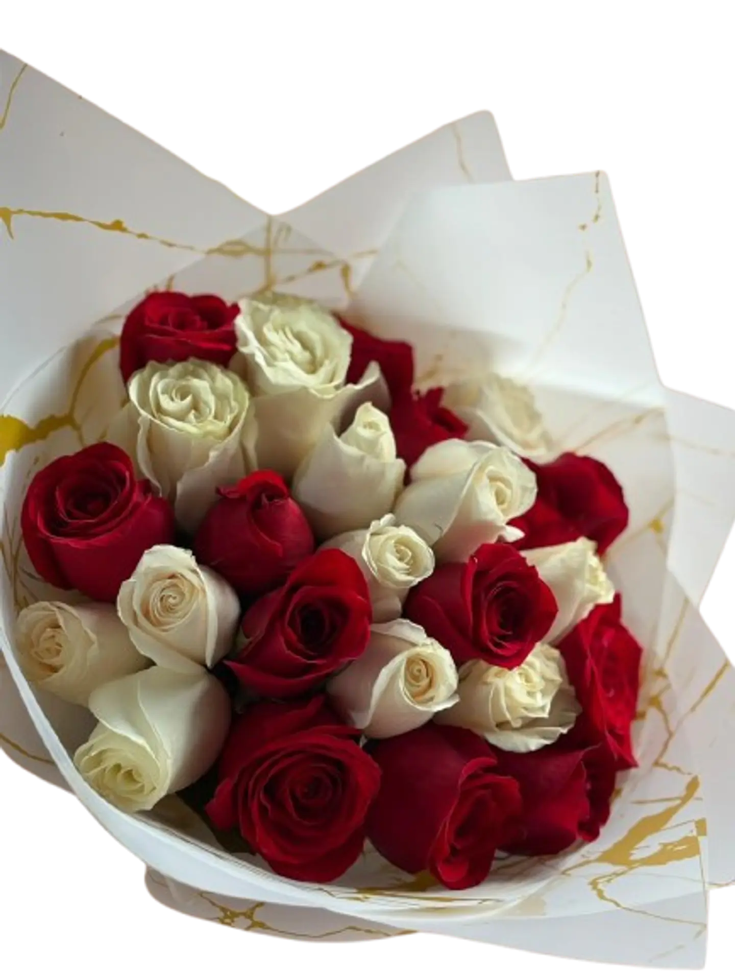 Bouquets de 24 Rosas Rojas y Blancas 2