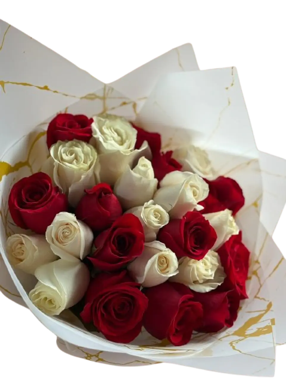 Bouquets de 24 Rosas Rojas y Blancas 2