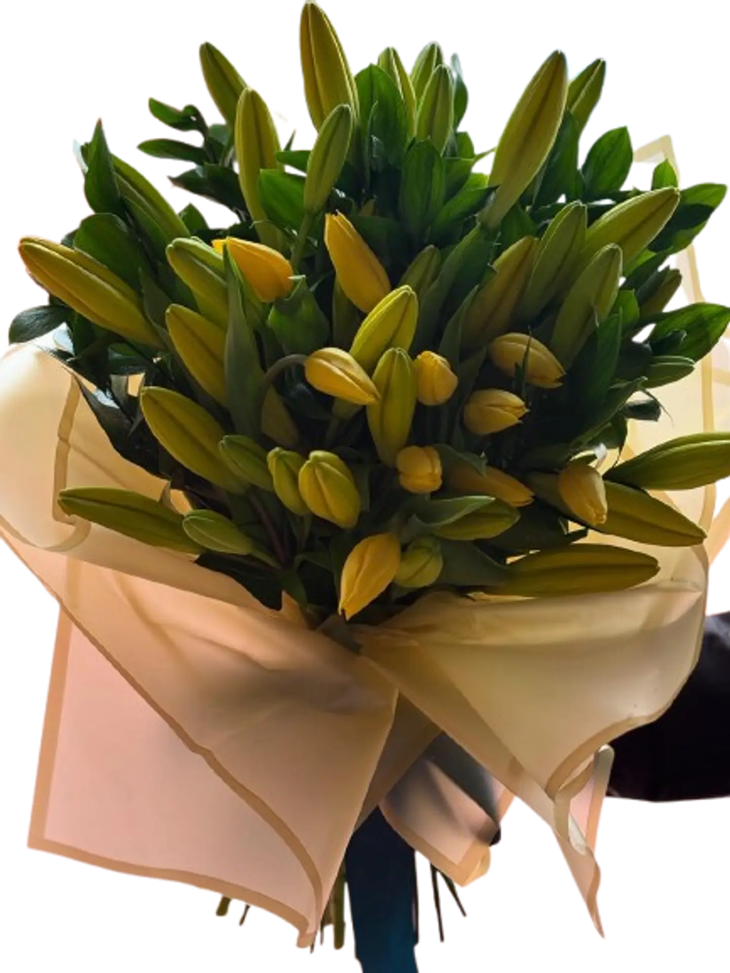 Bouquet Lirios Amarillo con Follaje 1