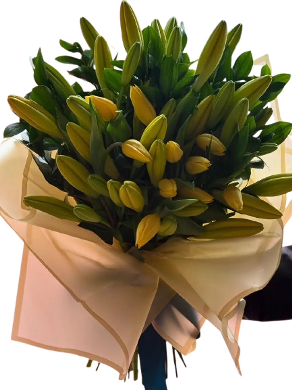 Bouquet Lirios Amarillo con Follaje 1