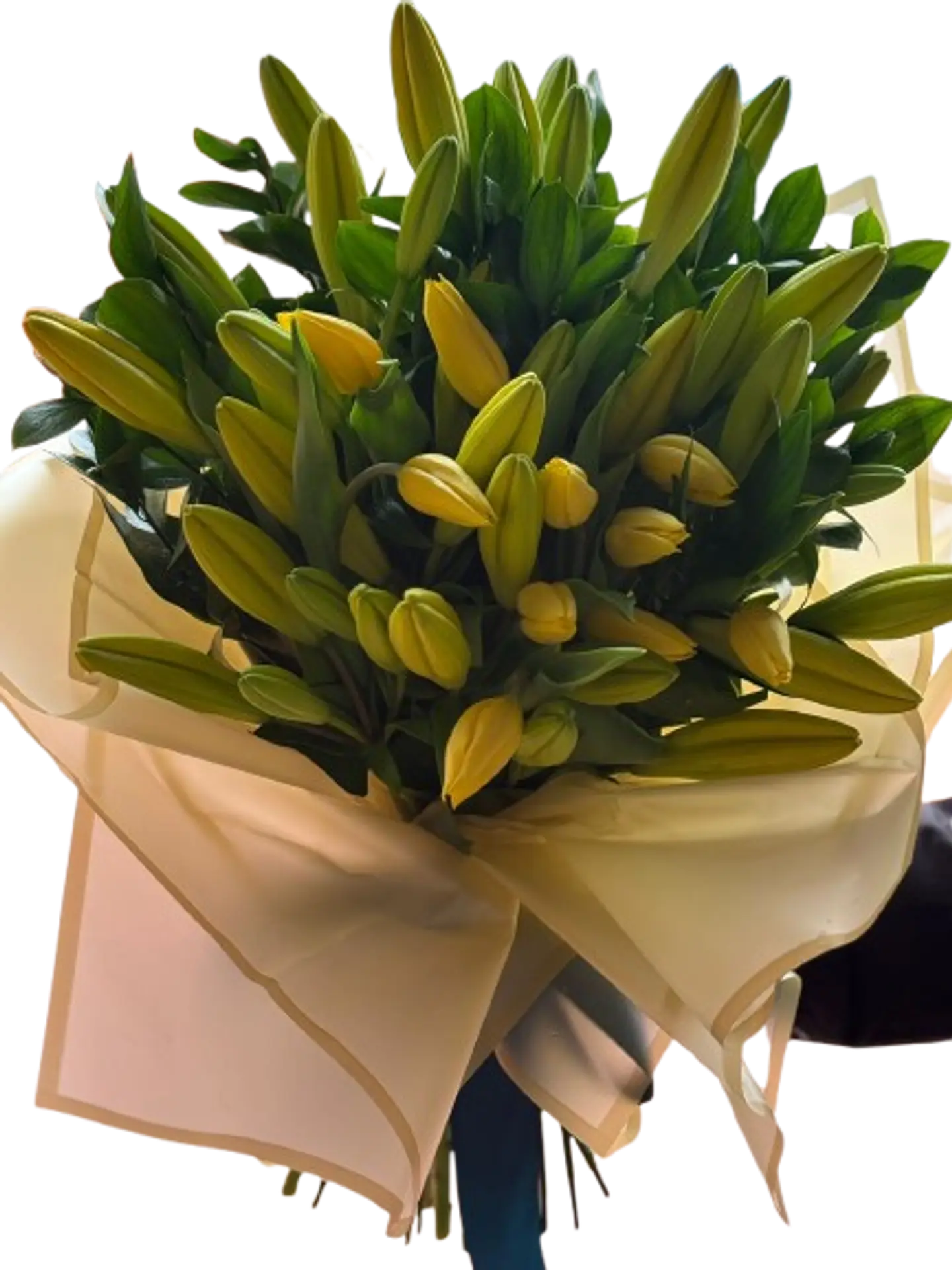 Bouquet Lirios Amarillo con Follaje 2
