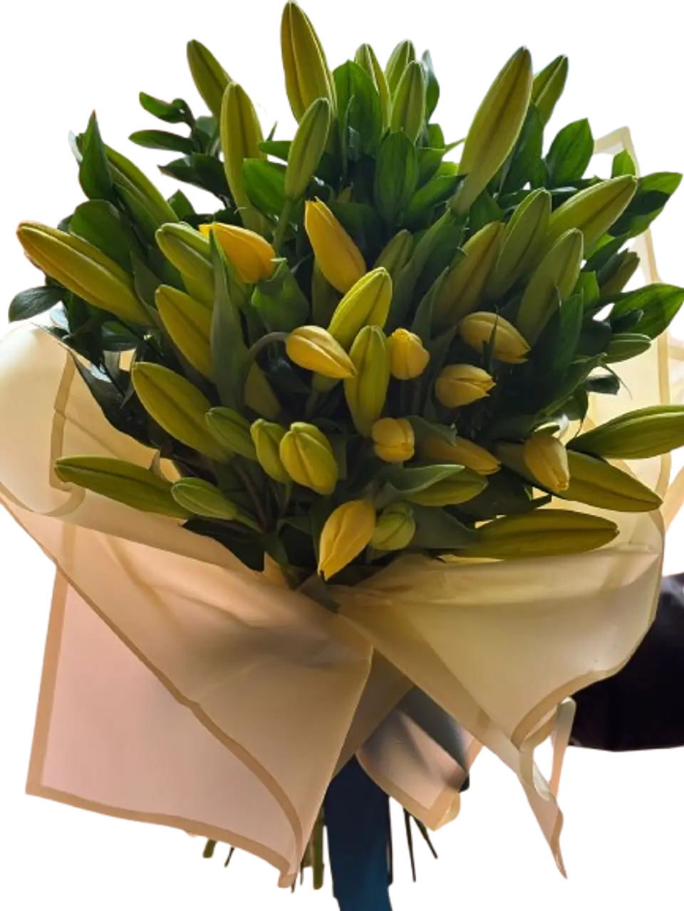 Bouquet Lirios Amarillo con Follaje 2