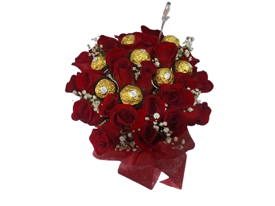 Caja de Rosas X24 con Chocolate Ferrero 2
