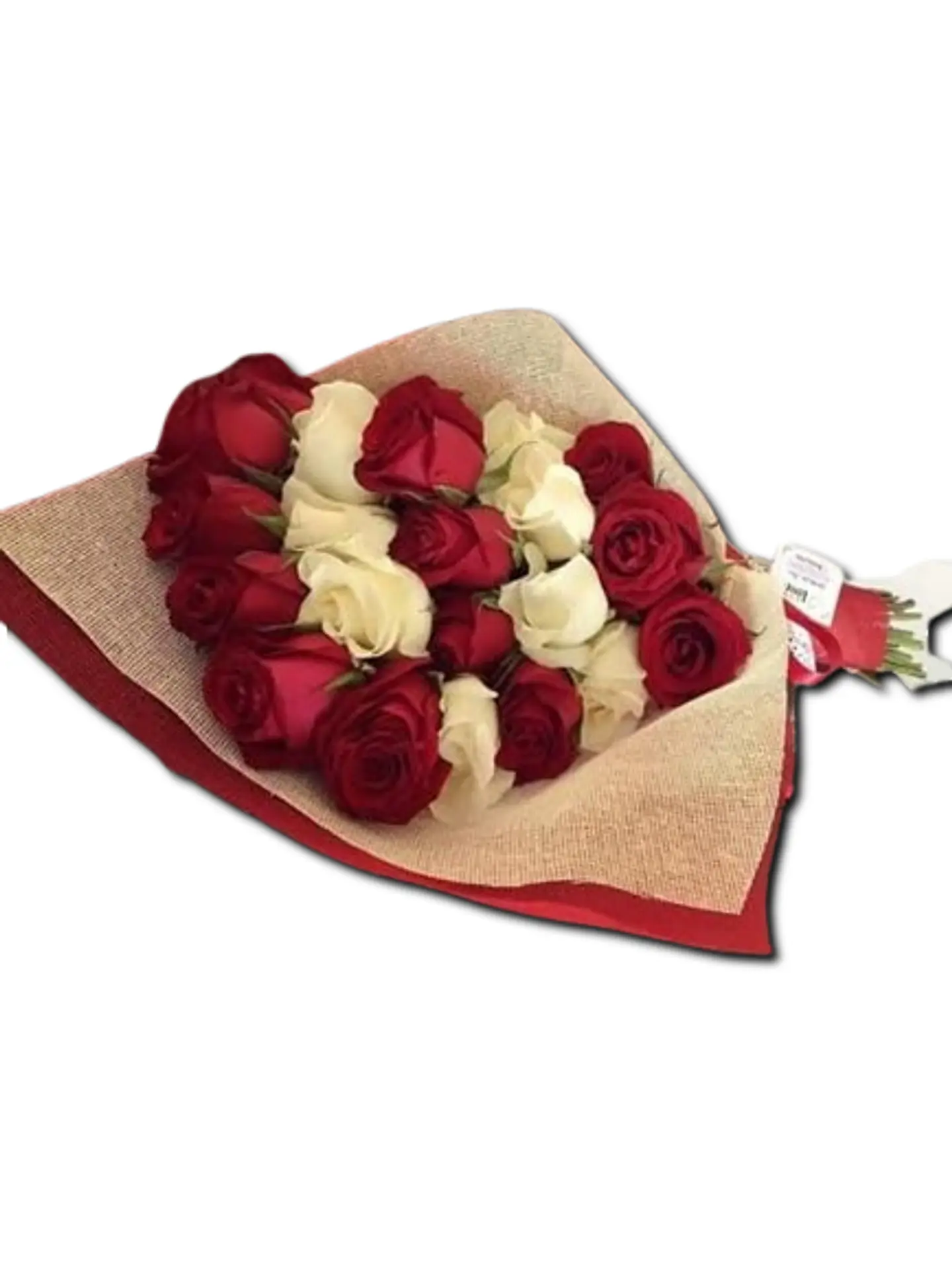 Bouquet de 18 Rosas Rojas y Blancas 1