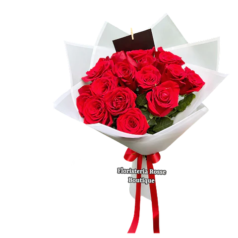 Bouquet de 20 Rosas Rojas en Papel Coreano Blanco
