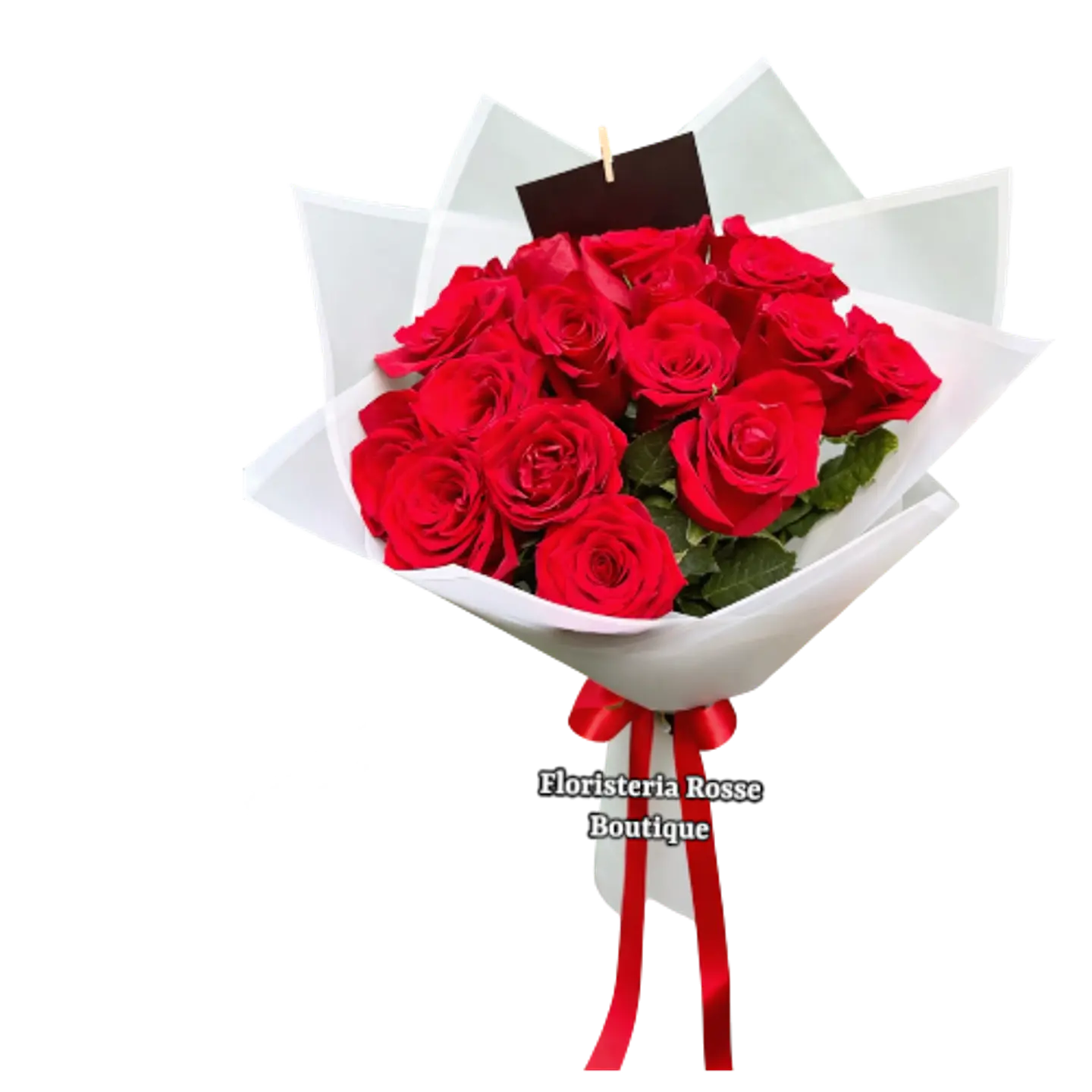 Bouquet de 20 Rosas Rojas en Papel Coreano Blanco 1