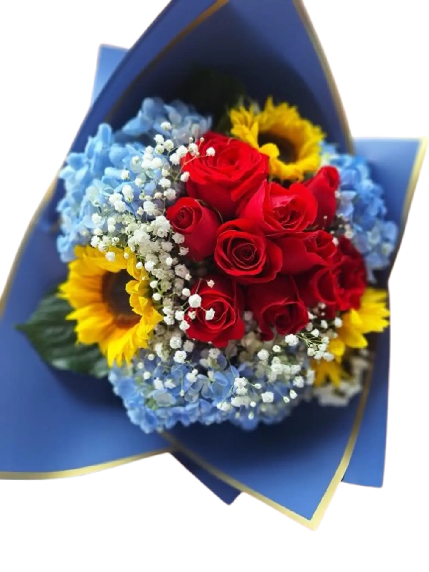 Bouquet de Hortensias, Rosas y Girasol 1