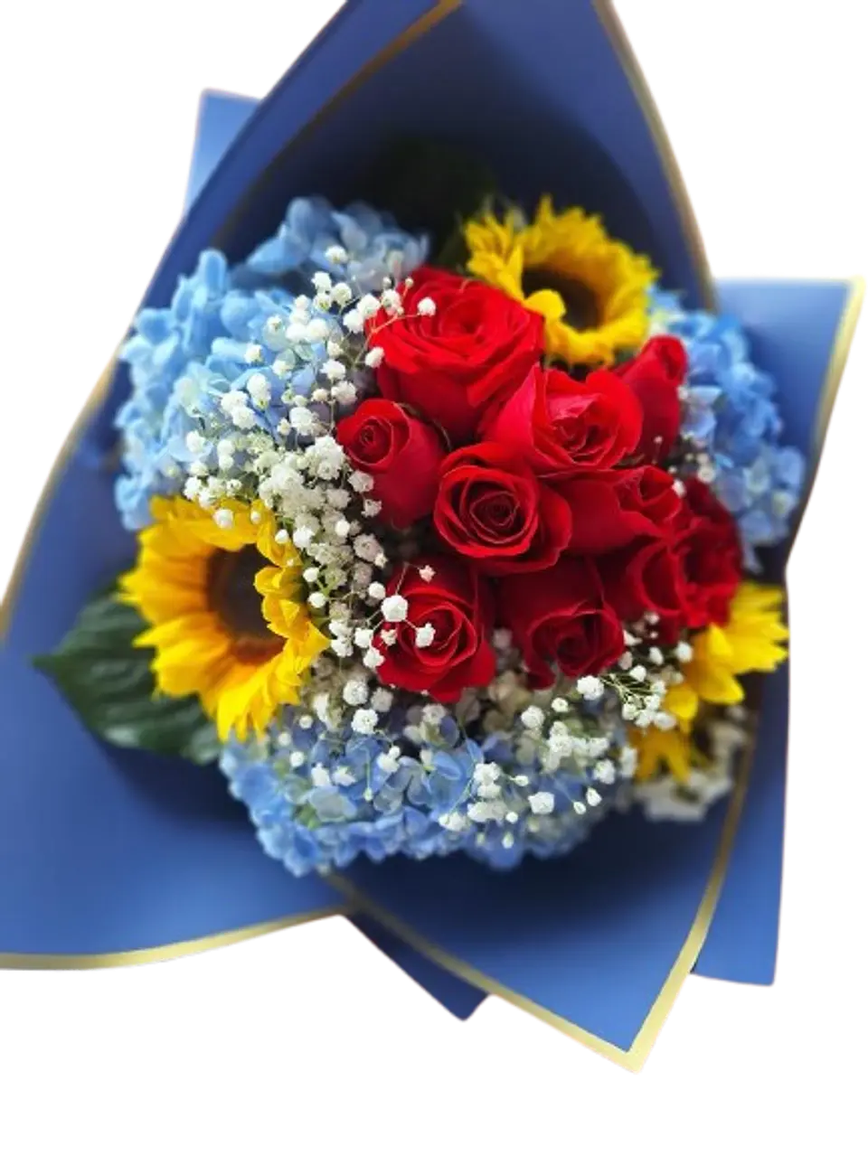 Bouquet de Hortensias, Rosas y Girasol 2
