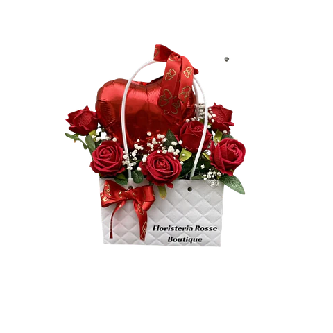 Cartera de 10 Rosas Rojas y Globo