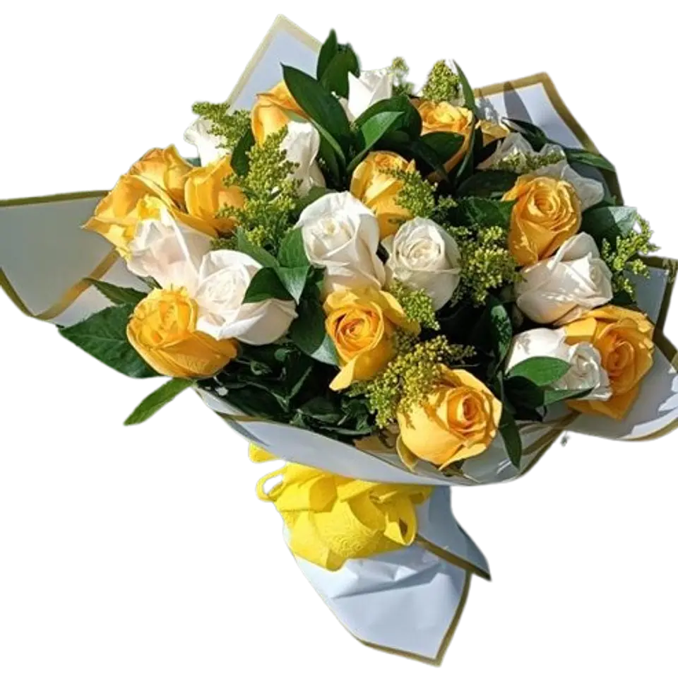 Bouquet de 24 Rosas Amarillas y Blancas 1