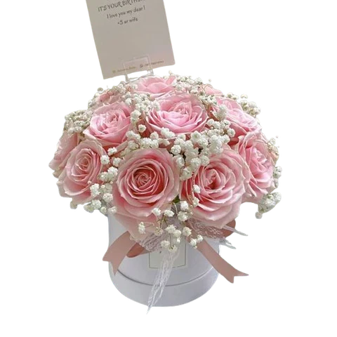 Caja de 12 Rosas Rosadas