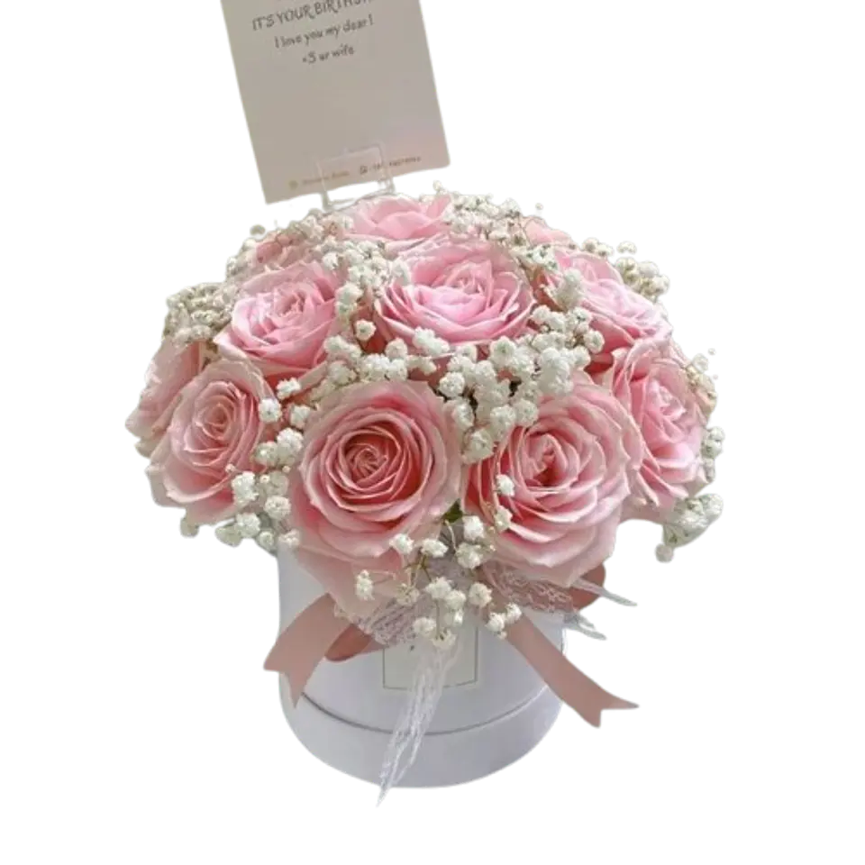 Caja de 12 Rosas Rosadas 1
