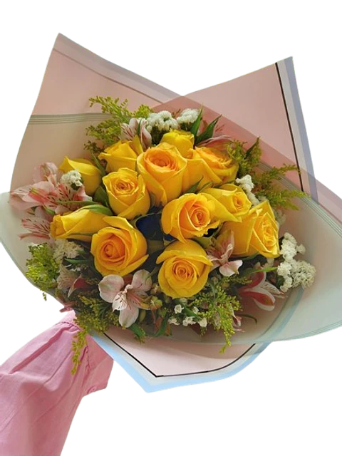 Bouquet de Rosas Amarillas con Astromelia