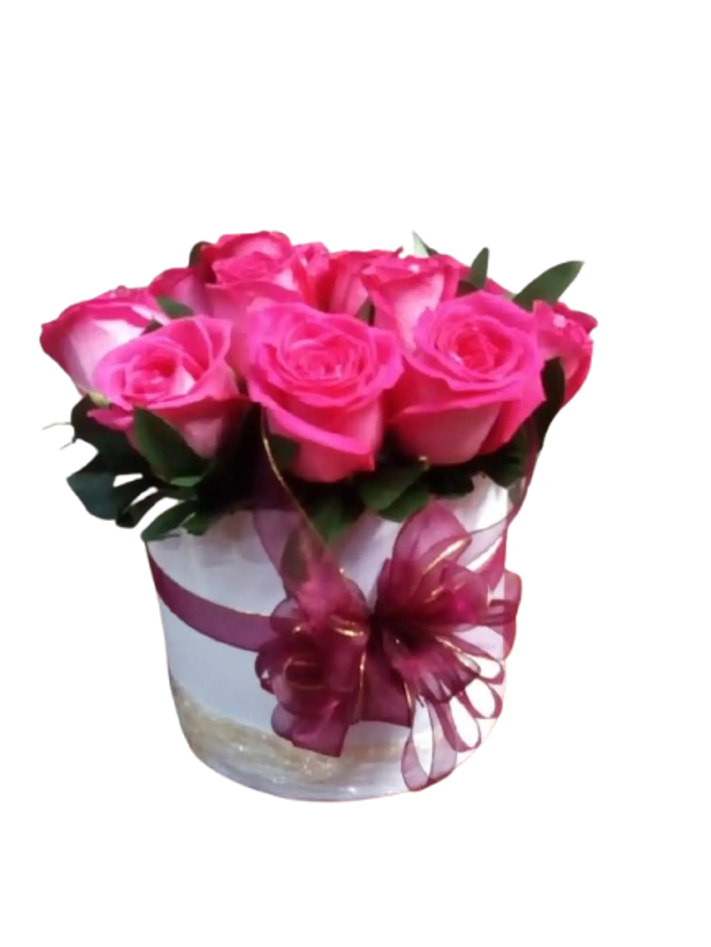 Caja Floral de 12 Rosas Fucsias 1
