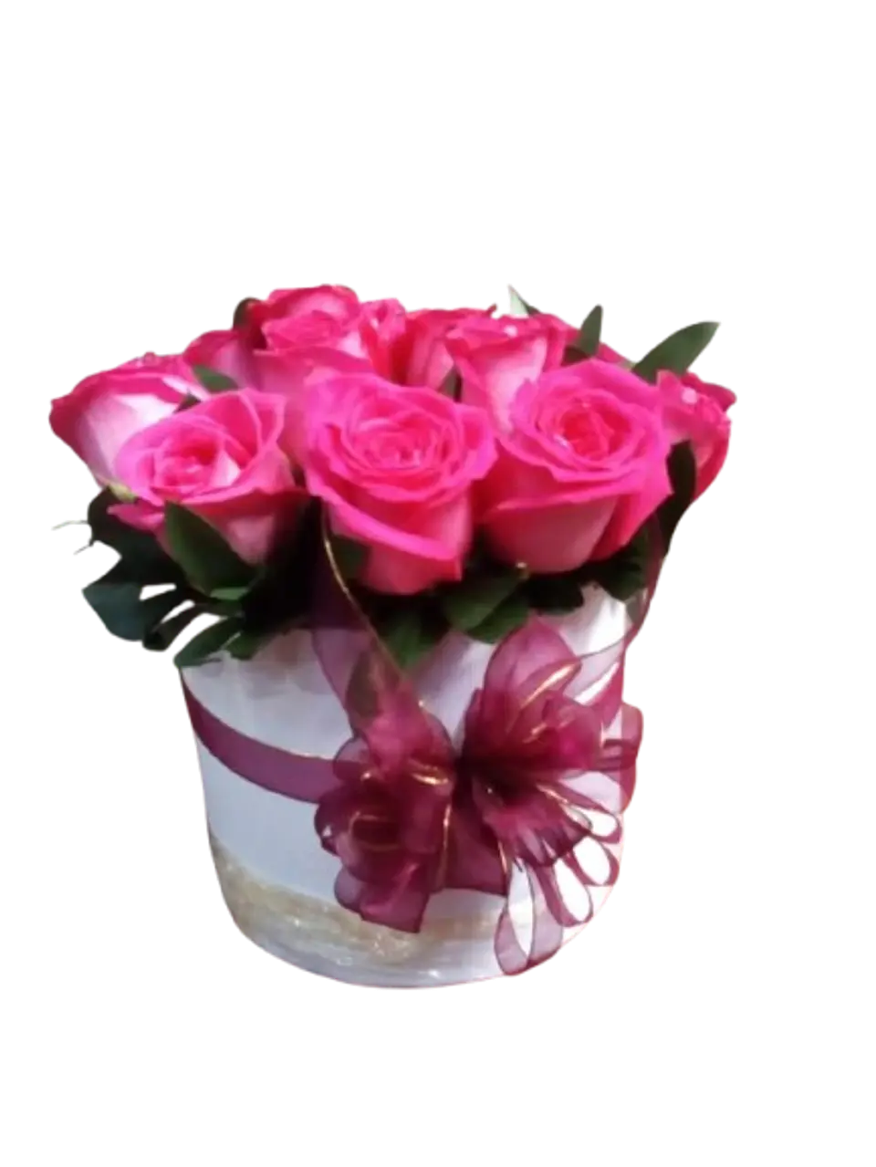 Caja Floral de 12 Rosas Fucsias 1
