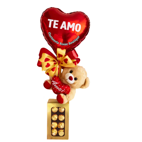 Detalle Romantico Chocolate X8, Pelcuhe y Globo Te Amo