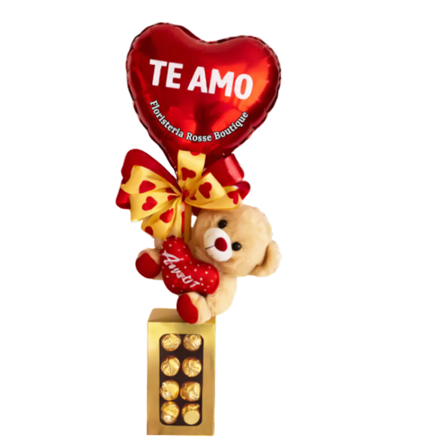 Detalle Romantico Chocolate X8, Pelcuhe y Globo Te Amo 1