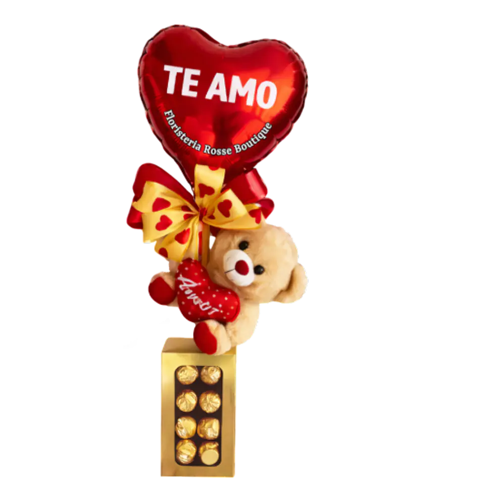 Detalle Romantico Chocolate X8, Pelcuhe y Globo Te Amo 1