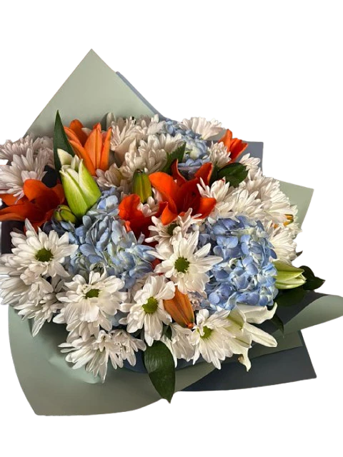 Bouquet de Margaritas Hortensias y Lirios