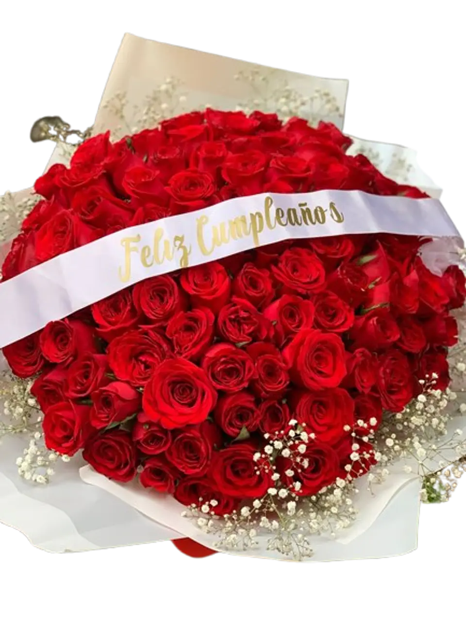 Bouquet de 100 Rosas Rojas Feliz Cumpleaños 1