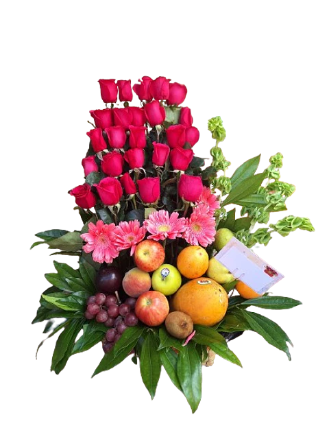 Ramo con Rosas y Frutas