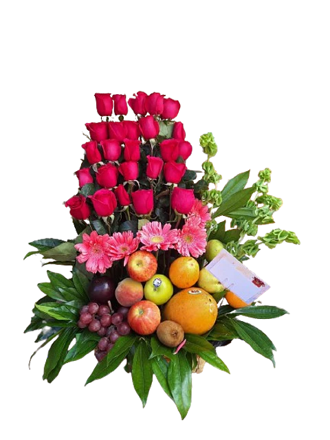 Ramo con Rosas y Frutas
