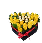 Caja de Corazón con Rosas 30 Rosas Amarillas y 9 Chocolates - Miniatura 1