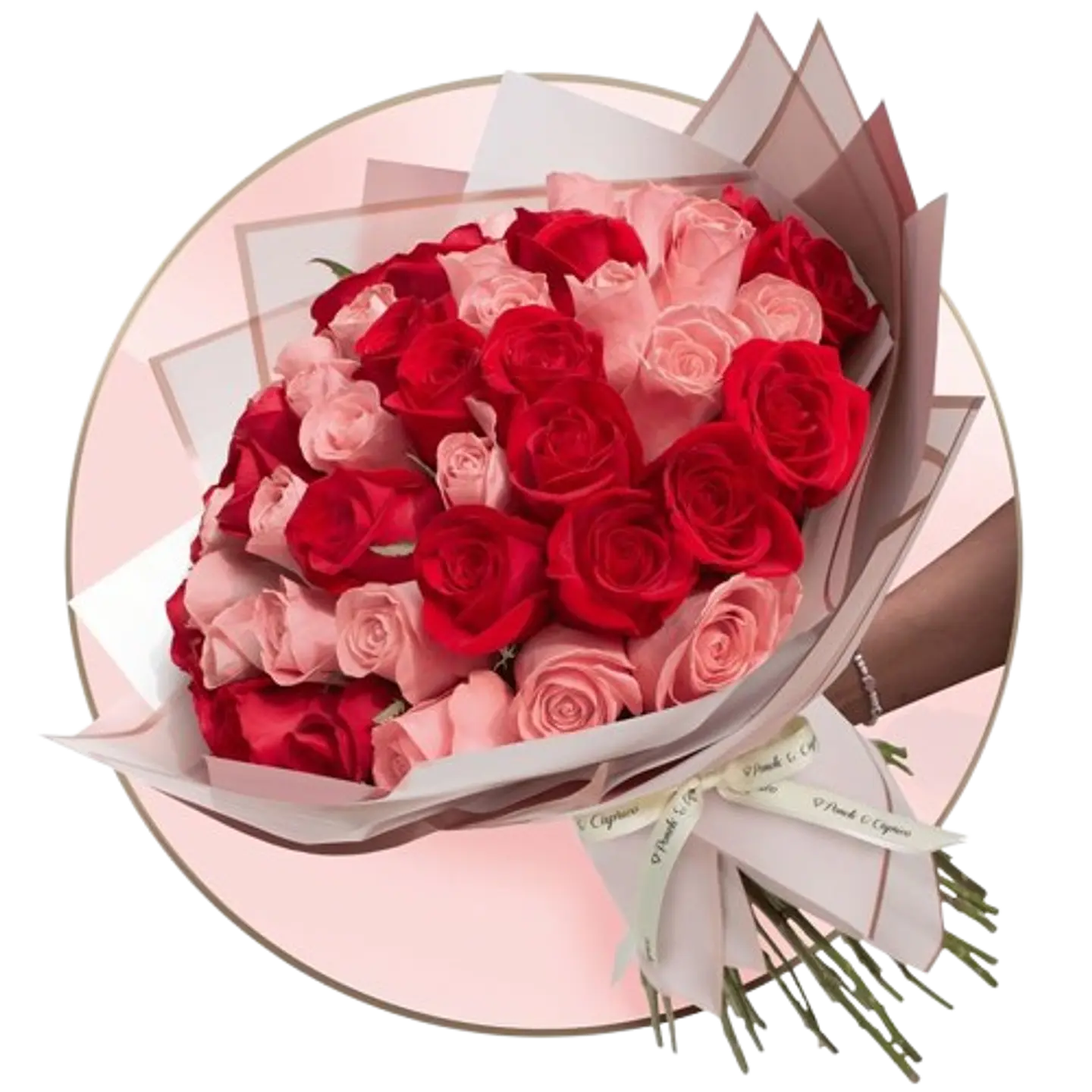 Bouquet de 48 Rosas Rosadas y Rojas 1