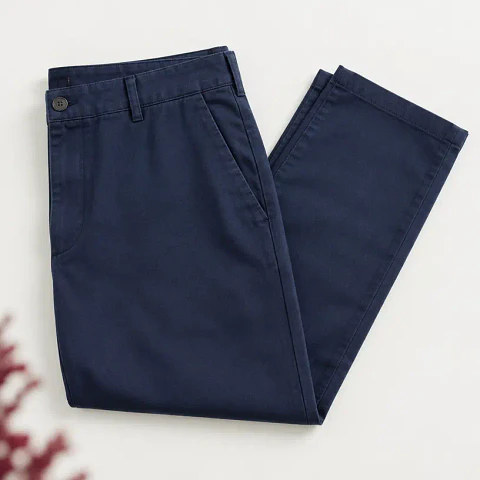 Pantalón recto de sarga azul marino
