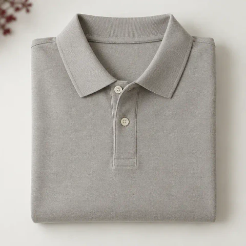 Polo piqué para hombre color gris piedra