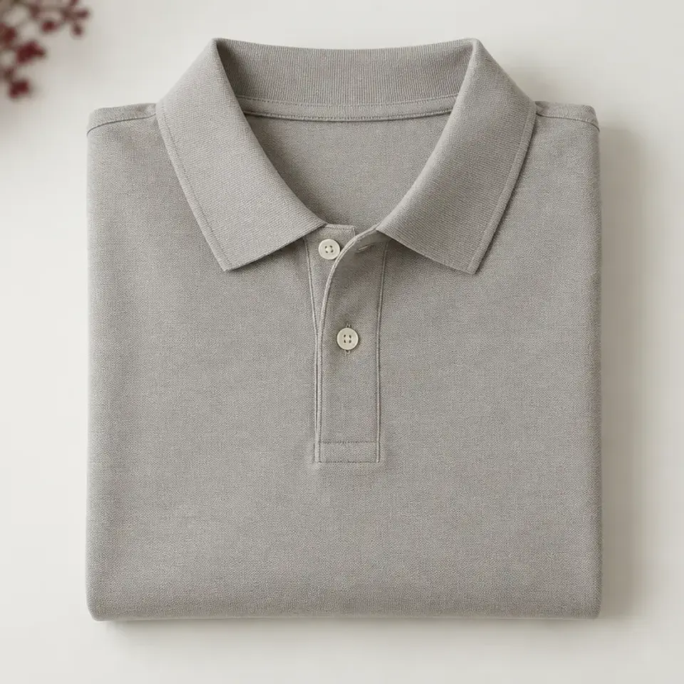 Polo piqué para hombre color gris piedra 1